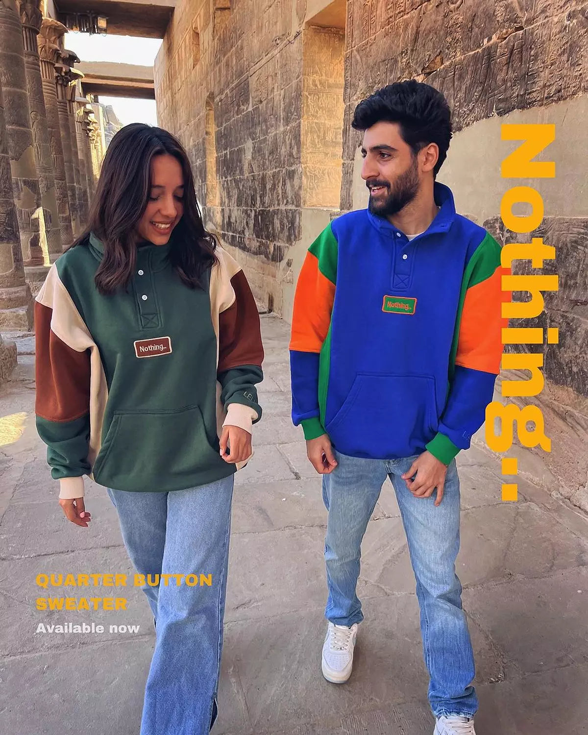 QUARTER BUTTON SWEATER "Nothing"